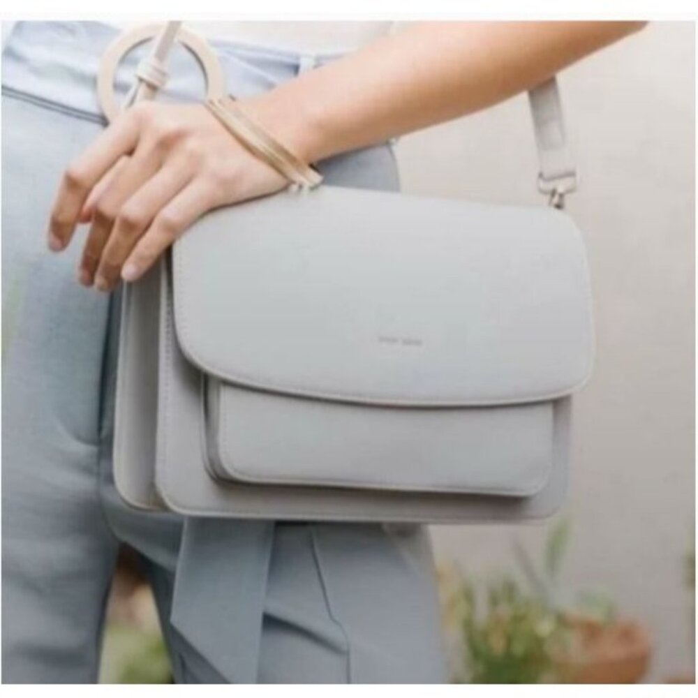 Pixie Mood Zoe Crossbody Purse Handbag Gray Vegan Leather Adjustable Strap